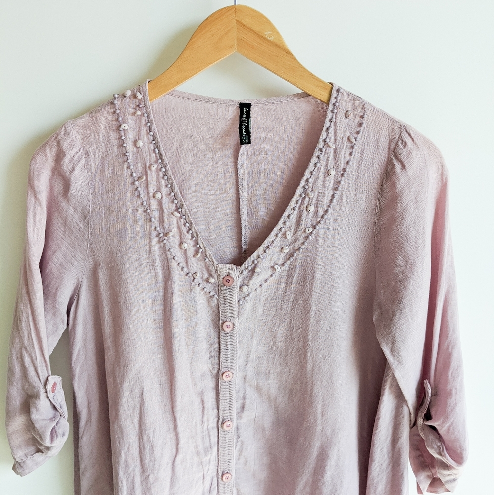 Sacred Threads Linen Cotton Blend Tunic Blouse - Picture 16 of 16